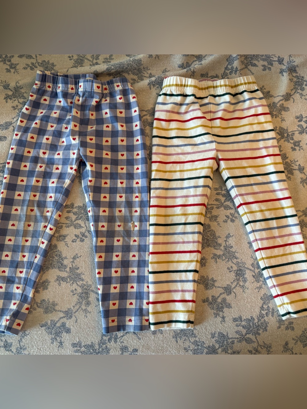 Hanna Anderson 3T Legging Bundle - Rainbow strips and blue hearts